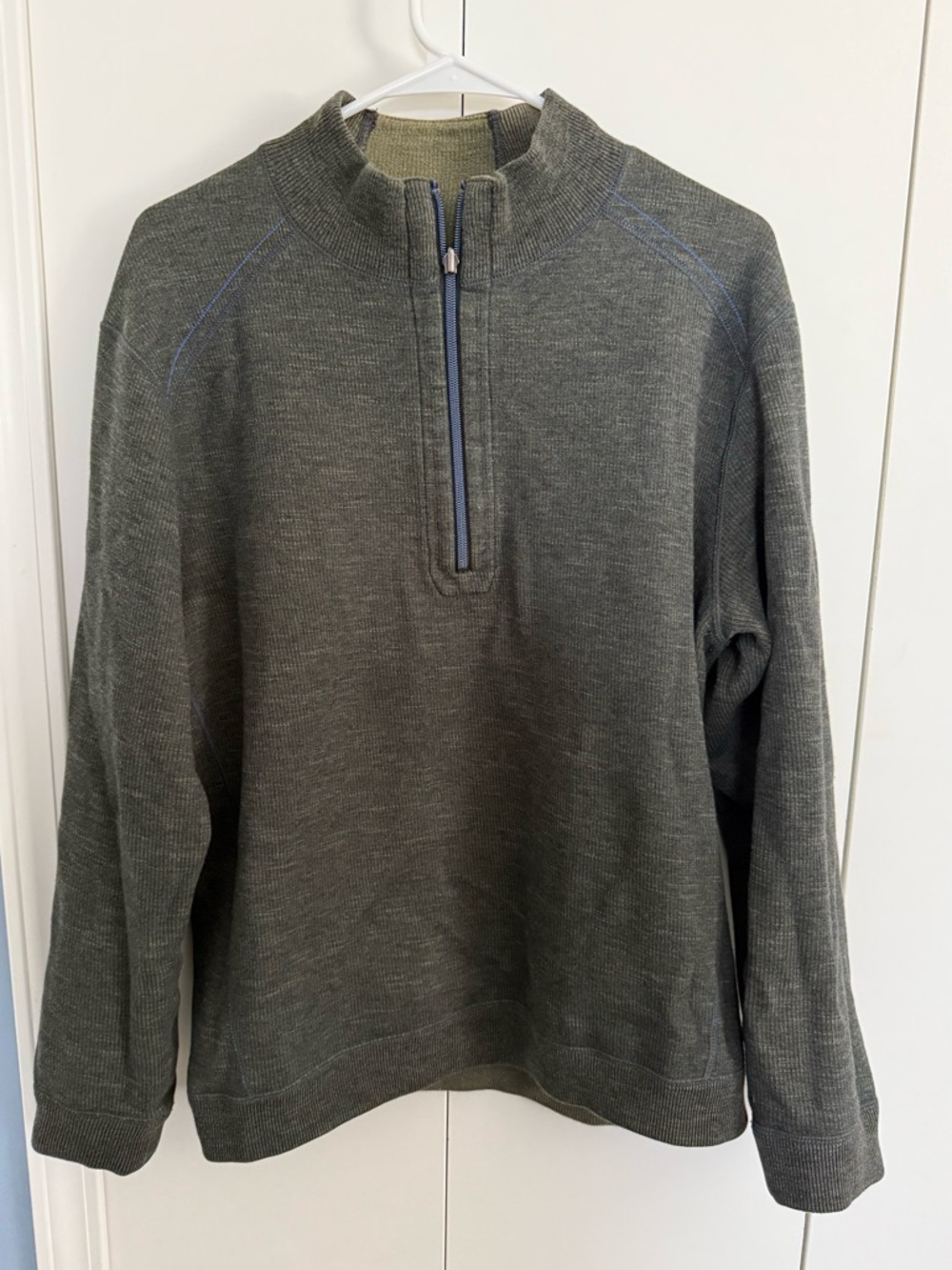 Tommy Bahama Olive Reversible Quarter Zip